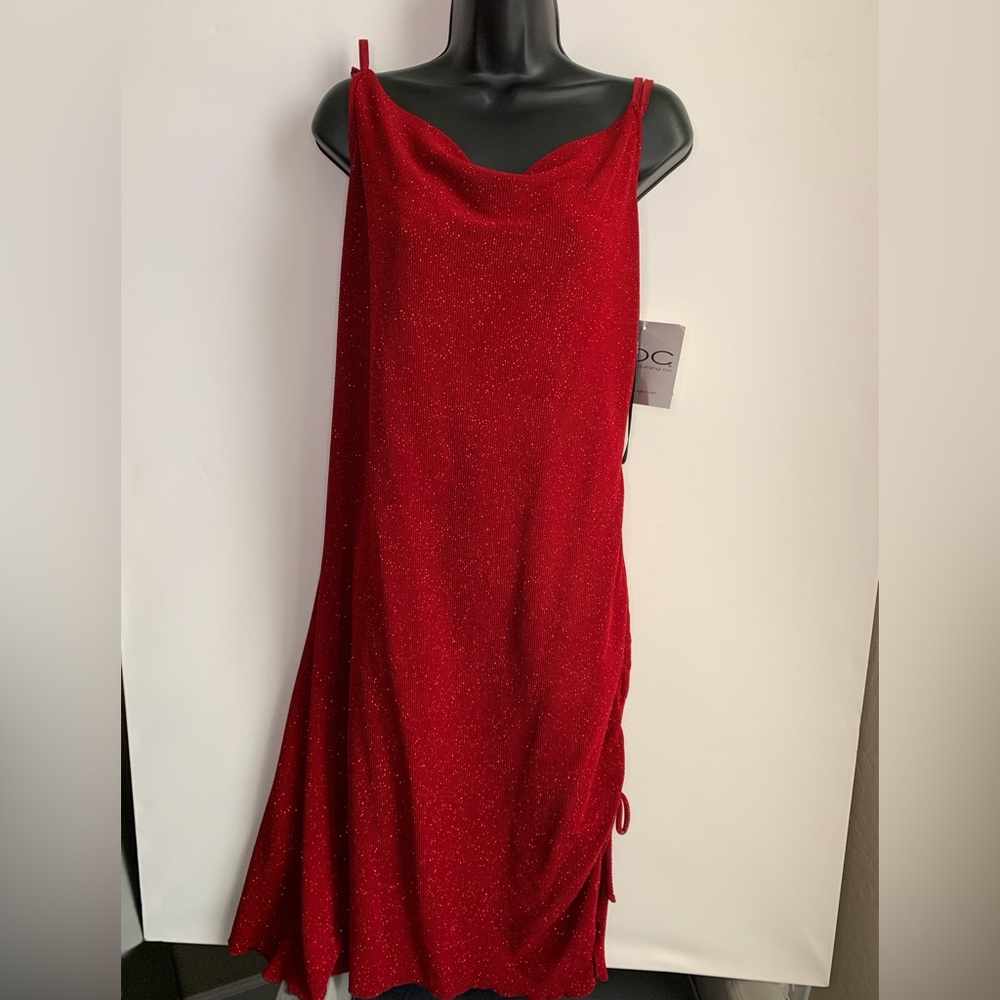 CDC red sparkle dress sleeveless with strapped back.